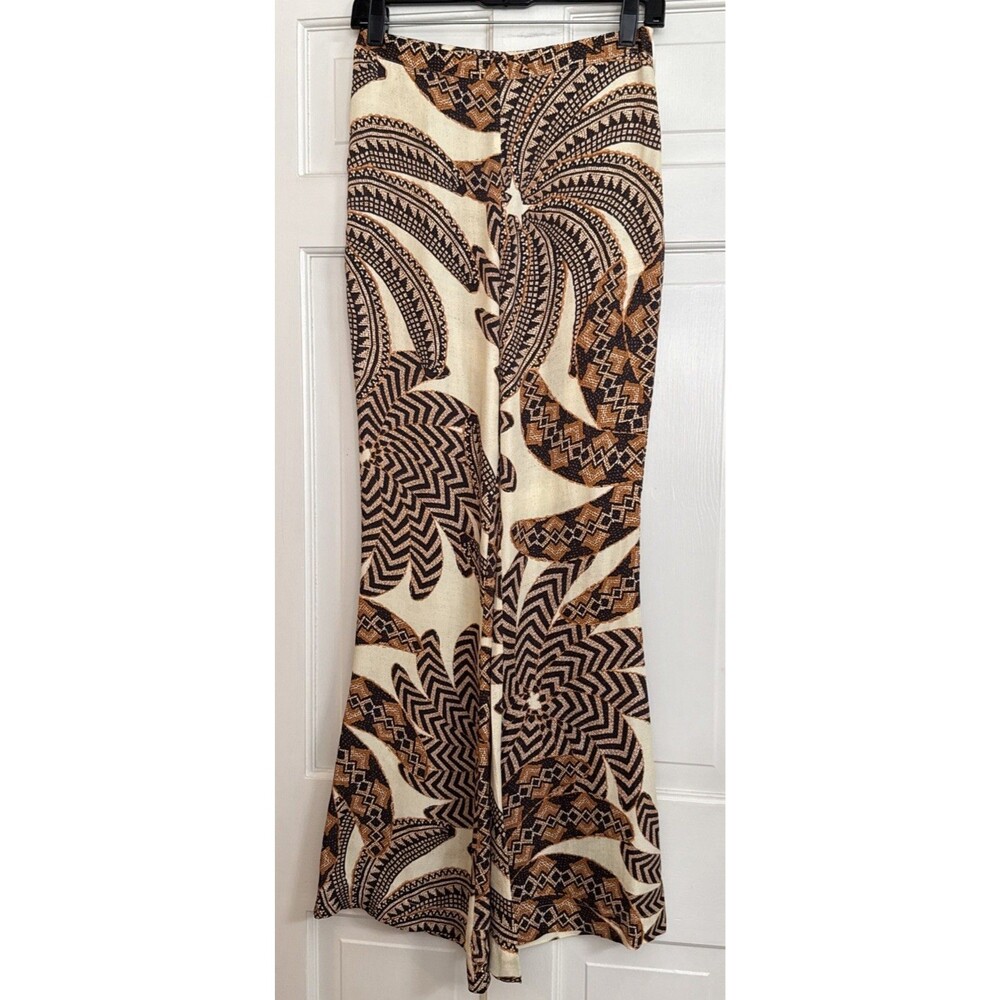 Farm Rio XS Pants Sand Yawanawa Banana Flare Bell Bottom Tropical NW0T - Picture 3 of 10